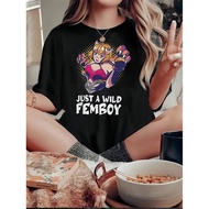 Ladies Casual Round Neck T-Shirt - Polyester Knit, Medium Stretch, Short Sleeves, Featuring "Just a 