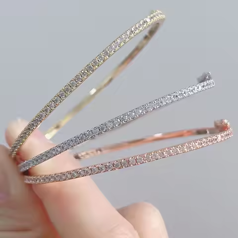 Top Quality Pure 925 Sterling Silver Jewelry For Women Gold Bangle Diamond Bangle Wedding Jewelry Ar
