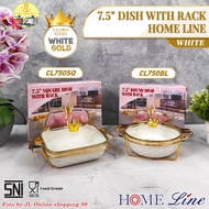 HOME LINE 7.5 inch round and square casseroledeluxe white gold with chrome gold stainless steel shel