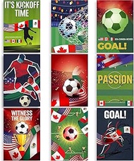 Gueevin 9 Pcs North America Football Tournament Wall Art Set, Usa, Canada, Mexico Soccer Flag Poster