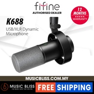 FIFINE K688 Dynamic Microphone, XLR/USB Podcast Recording PC Microphone for Vocal Streaming Voice-Ov