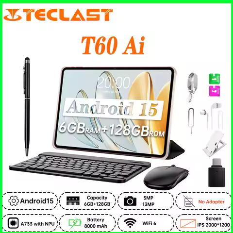 NEW Tablet Teclast T60 AI Allwinner A733 Octa-Core 12inch 2K HD TDDI Screen 6GB RAM 128GB ROM Androi