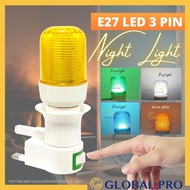[DUAL BULB SET] E27 LED Bulb with ES27 3 pin Holder Plug Switch Dim Light Night Light Set Led Light Lampu Tidur LES-312