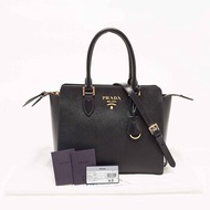 Prada 普拉達 Prada leather shoulder bag 十字紋皮革手提包 IBA113 帶身份證斜揹包- # black Picture Color