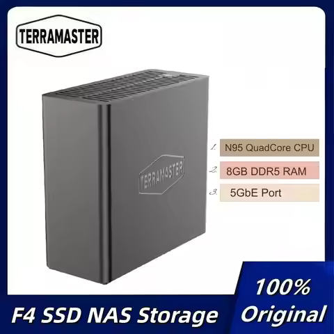 TERRAMASTER F4 SSD 4Bay NAS Storage All SSD NAS Server N95 QuadCore CPU 8GB DDR5 RAM 5GbE Port Netwo