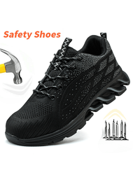 工作運動鞋男士安全鞋建築鋼頭工作鞋安全靴男鞋防刺穿夏季工作凱夫拉爾