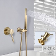 Hand Shower Rotatable Solid Brass Bathroom Shower Faucet Set Bathtub Shower Tap Gold Brushed Shower Head Cold Hot Water Mixer Wall Mounted