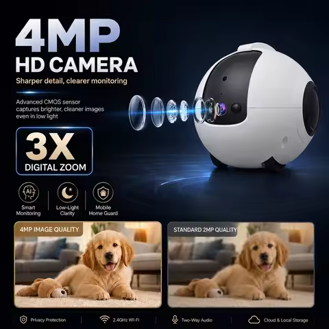 Smart Pet Companion Camera | Auto Recharge, Mobile Camera, HD Pet Monitoring, Interactive Remote Con