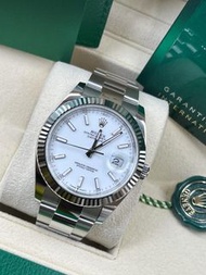 全新 ROLEX 勞力士 恒動日誌型 白面板帶 DATEJUST 41,  126334-0009