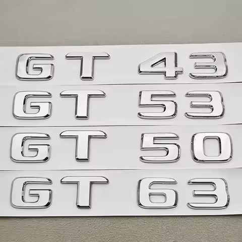 3D ABS Chrome Car Letters Logo GT43 GT50 GT53 GT63 Badge Emblem Sticker For Mercedes Benz AMG GT Ser