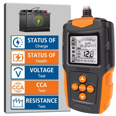 FBT-200 LCD Car Battery Analyzer 12V 24V Tester CCA IR SOH Meter for AGM GEL EFB Battery Diagnostic 