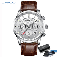 CRRJU New Fashion Business Pria Kuarsa Menonton Tahan Air Chronograph Tanggal Olahraga Kulit Menonto