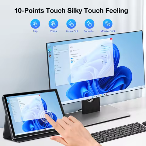 10.1" Thin Portable Monitor 1920*1200 HD 60Hz Touch Monitor Type-C HDMI for iPhone PC Mac Second Scr