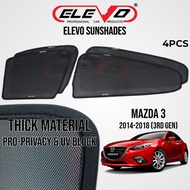 ELEVO Mazda 3 Mazda3 2014 to 2018 Sunshade Car Windows Sun Shades 4pcs