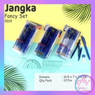 Jangka + Penggaris + Pulpen SET / Jangka Office Set / Math Set / Jangka Penggaris Ballpoint