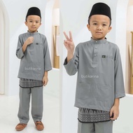 BAJU MELAYU MODEN BUDAK KELABU GREY | BAJU MELAYU KANAK KANAK KELABU GREY GRAY | BAJU MELAYU ANAK KELABU GREY RAYA 2022