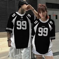 77 Ice Hockey Short Sleeve American Retro Men Women Sports Casual Stitching Contrast Color Rugby Jer