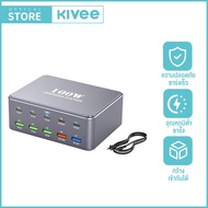 KIVEE ที่ชาร์จเร็วพิเศษ 100W 5V 3A ชาร์จเร็วพิเศษ 2 พอร์ต PD Type-C QC 3.0 สำหรับ iPhone Samsung Hua