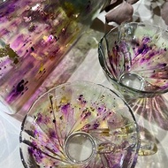紫翠金迷茶組 玻璃杯 花茶杯 冷水壺 琉璃 雙杯 對杯 花草茶組