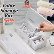 [SG] 7 Grids Cable Organizer Box White Wire Storage Box Cable Management Box Organiser