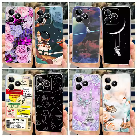 For Cover Realme C53 Phone Case 6.74" 2023 New Fashion Astronaut Soft Silicone Clear Back Cover For