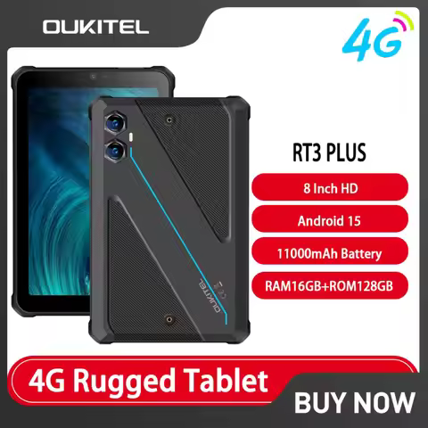 Latest Model Oukitel RT3 PLUS 4G Rugged Tablet 8 Inch HD 16GB+128GB Smart Pad 11000mAh 16MP IP68&IP6