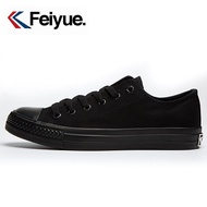 Feiyue Womens Canvas Shoes Low Top Casual Cross Laced round Toe Rubber Bottom Pure Color Spring New 