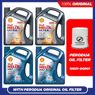 (WITH Original Perodua Oil Filter) Shell Helix Ultra 5W40 5W30 / HX7 10W40 5W30 Engine Oil (4L) Myvi