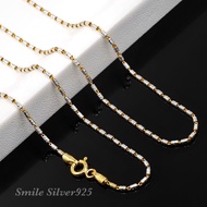 สร้อยคอ ลายปล้องอ้อย 1.4mm. เงินแท้ 92.5% Italy ชุบ2กษัตริย์ (G+W)