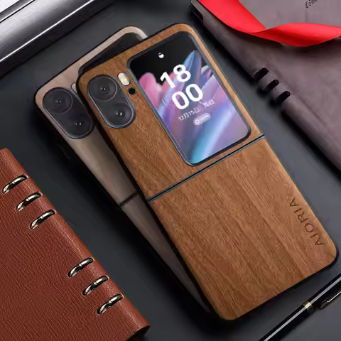Case for Oppo Find N2 Flip N3Flip 5G Funda Bamboo Wood Pattern Leather Back Cover for Oppo Find N3Fl
