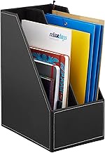 Relaxdays Magazine File Faux Leather 2 Compartments DIN A4-C4 Sturdy H x W x D x H x D x 26.5 cm Bla