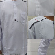 Baju Koko Muslim Oblong Al-Wafa AWF Bronze Putih Polos Lengan Panjang