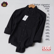 Hugo Pants - Kemeja Formal Pria Jumbo Hitam Lengan Panjang Bahan Katun Puplin Cowok Dewasa