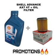 🔥🔥 SHELL ADVANCE  AX7  10-40W 4T LUBRICANT  + Oil Filter🔥🔥