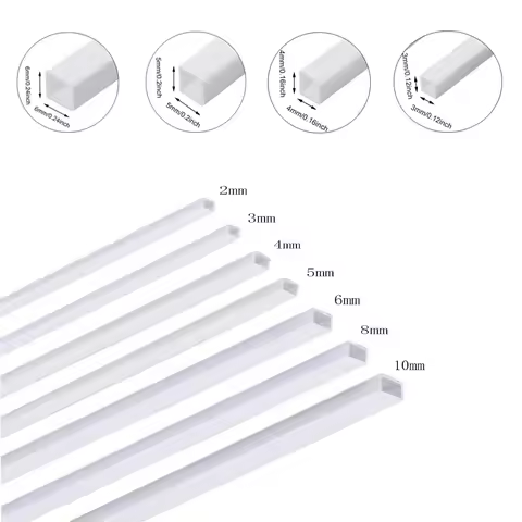 5/10pcs White ABS Square Plastic Pipe Tube Hollow Pipe for DIY Architecture and Building OD 2/3/4/5/
