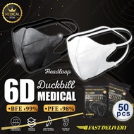 Ready Stock Zero Degree 10pcs 50pcs Premium Medical/Non-Medical Earloop Headloop 6D Duckbill Mask Face Mask