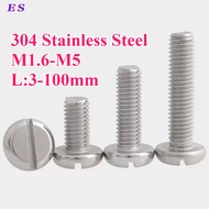 304 Stainless Steel Round Head Flat Slot Bolt M1.6/M2/M2.5/M3/M4/M5 【ES-A2-MY】