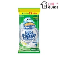 SC Johnson - 一次性可沖式洗滌馬桶刷強力清潔劑刷頭補充裝 12個入(白花) (平行進口)