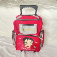 Betty Boop 貝蒂紅色超輕帆布手拉行李背包（約1.3kg)(書包約40x35x15cm) 近新@p13