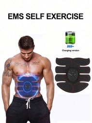適用於智能肌肉貼片的可充電式腹肌貼，適用於男女，適用於懶人的腹部訓練器和健身設備