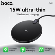 HOCO CW62 Qi สายที่ชาร์จแบบไร้สายชนิด C 15Wที่ชาร์จแบบไร้สายได้อย่างรวดเร็วตั้งโต๊ะพร้อมจอแสดงผล LED