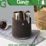 Milk Jug Handsless 400ml Milk Jug Handle Free Barista Jug Leather