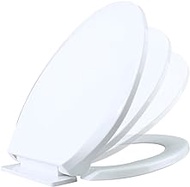 Elongated Toilet Seat White Plastic Toilet Seat With Non-Slip Seat Bumpers Easy Soft Close Lid Never Come Loose Adjustable Standard Hinge Fits Most Toilets Renovators Supply Manufacturing