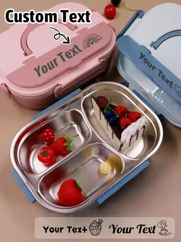 Custom Name Bento Lunch Box,Personalized 304 Material Stainless Steel Lunch Box For Kids,Customized 