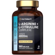 L-Arginine and L-Citrulline 4800mg | 360 Capsules | Amino Acid Complex | High Dose | Arginine Citrul