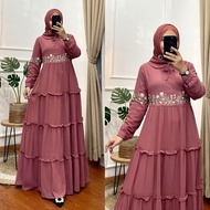 Kaisan store - Baju Gamis Wanita Model Terbaru Bahan Ceruty - Bordir Naura