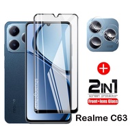 2in1 For Realme C63 tempered glass Full screen covered with tempered glass protective film For Realm