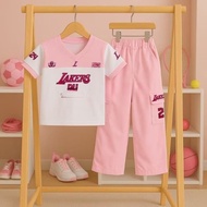 SETELAN ANAK PEREMPUAN JERSEY LAKERS 3-12 TAHUN BAJU ANAK TERBARU