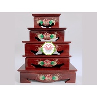 (LOTUS BASE) RECTANGULAR WOODEN STAND ENGRAVED WITH HIGH QUALITY FLOATING LOTUS FLOWERS USED TO ORDE