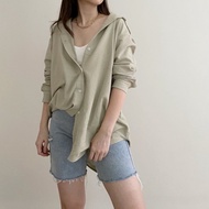 KEMEJA Viral Fashion~[wnur3383_store] Women's Oversized Long Linen Shirt - Erigo Oversized Shirt Top